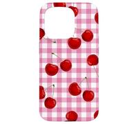 Cerises rouges douces motif vichy rosé rétro Coque pour iPhone 15 Pro
