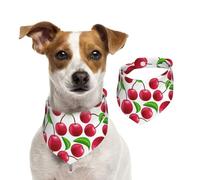 Cerises Rouges imprimées,Bandanas pour Chien, écharpe en Coton, Bavoirs réglables pour Animaux de Compagnie,L