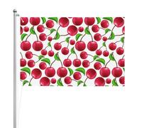 Cerises rouges imprimées,Drapeau de jardin, bannière décorative, drapeau double face, 2 x 3 pieds, pour extérieur et intérieur