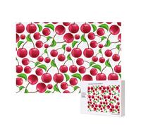 Cerises Rouges imprimées,Puzzle Familial en Bois de 300 pièces pour Adultes et Adolescents, décoration d'intérieur