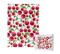 Cerises Rouges imprimées,Puzzle Familial en Bois de 500 pièces pour Adultes et Adolescents