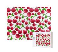 Cerises Rouges imprimées,Puzzle Familial en Bois de 500 pièces pour Adultes et Adolescents, décoration d'intérieur