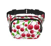 Cerises Rouges imprimées,Sac Banane carré Double Couche, Sac de Poitrine