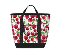 Cerises rouges imprimées,Sacs à lunch isothermes de grande capacité pour femmes et hommes