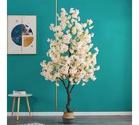 Cerisier artificiel en fleur - Grande plante artificielle en pot de bambou pour décoration de mariage intérieur et extérieur