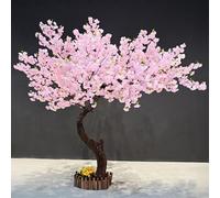 Cerisier artificiel en fleurs - Fleur en soie faite à la main avec branches en bois et feuilles en plastique pour décoration intérieure, mariage, jardin, salon, bureau, fête
