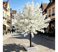 Cerisier artificiel fait à la main rose clair avec tronc en bois naturel pour intérieur et extérieur, 300 cm de haut, fleurs réalistes
