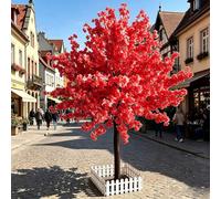 Cerisier artificiel fait à la main rose clair avec tronc en bois naturel pour intérieur et extérieur, 300 cm de haut, fleurs réalistes