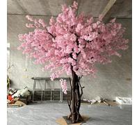 Cerisier artificiel, grandes fleurs roses, pêche dense pour mariage, fête intérieure ou extérieure, restaurant, décoration de centre commercial, 1 x 0,6 m