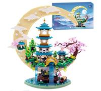 Cerisier en fleurs Jeu de Construction, Modèle Architectural du Palais Lunaire Chinois, Mini-maison Japonaise Sakura, Mini-bonsaï Cerisier en Briques, Cadeau Créatif pour Enfants - 4288 Pièces