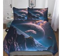 Cerisier Japon Art 3D Imprimé Housse De Couette Parure De Lit avec Taie d'oreiller Doux Et Confortable Sets De Housse Couette en Microfibre Fermeture avec Fermeture Éclair King (220x240cm)