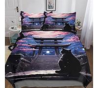 Cerisier Japon Art Housse De Couette avec Taies d'oreiller 3 Pièces Housse De Couette Microfibreavec Fermeture Éclair Parure De Lit pour Adultes Et Adolescents King (220x240cm)