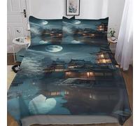 Cerisier Japon Art Motif Housse De Couette 3 Pièces Ultra Douce Microfibre Coton Housse Couette, pour Quatre Saisons Parure De Lit, avec Taie d'oreiller Assortie, Double (200x200cm)