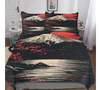 Cerisier Japon Art Motif Housse De Couette 3 Pièces Ultra Douce Microfibre Coton Housse Couette, pour Quatre Saisons Parure De Lit, avec Taie d'oreiller Assortie, Double (200x200cm)