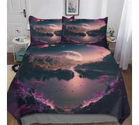 Cerisier Japon Art Motif Parure De Lit Impression 3D Housse De Couette avec Taie d'oreiller - Housse Couette pour Garçons Et Filles Microfibreavec Fermeture Éclair, Double (200x200cm)