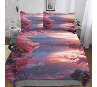 Cerisier Japon Art Parure De Lit 3 Pièces Impression 3D Housse De Couette en Microfibre Hypoallergique avec Taies D'oreillerFermeture Éclair pour Enfants Adultes King (220x240cm)