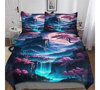 Cerisier Japon Art Parure De Lit Housse De Couette Impressio 3D Microfibre Ultra Doux Hypoallergénique avec Taie d'oreiller 3 Pièces Garçons Filles Enfants Double (200x200cm)