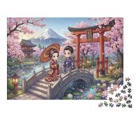 Cerisiers en Fleurs du Mont Fuji Puzzle en Bois 500 Pièces Adultes Et Enfants,Casse-tête,Jeu Éducatif,Bois,Premium,Dès 14 Ans,Déco Murale, Anti-Stress,Détente,Défi (52x38cm)