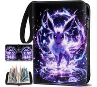 Cerkkapo Album de Collection pour Pokémon,Capacité de 50 pages 400 Cartes,Classeur Carte pour Pokemon,AlbumCarte pour Pokémon,Album Cartes à collectionner PU étanche Avec fermeture éclair et dragonne