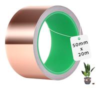 Cerkkapo Feuille de Cuivre Bande Ruban, 50mm x 20m EMI Blindage Adhésif, Anti Limace, Anti-limaces Cuivre Bande, Conducteur à Double Face Cuivre Bande, Ruban de Cuivre Contre Les Escargots