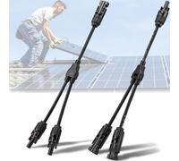 Cerkkapo Lot de 2 connecteurs de répartiteur en Y MMF FFM pour MC4, câble PV Y 4 mm² pour MC4, câble Y pour MC4, connecteur Y solaire en Y, répartiteur étanche pour systèmes solaires PV