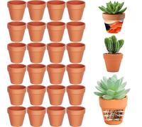 Cerkkapo Lot de 24 Pots en Terre Cuite de 4 x 4.8 cm, Petits Pots en Argile avec Trou de Drainage, Mini Pot en Terre Cuite, Pot Terre Cuite Réutilisable pour Chambre Bureau