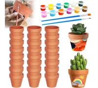 Cerkkapo Lot de 24 Pots en Terre Cuite de 5 x 5.5 cm, Petits Pots en Argile avec Trou de Drainage, Mini Pot en Terre Cuite, Pot Terre Cuite Réutilisable pour Chambre Bureau