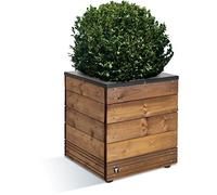 CERLAND - Bac à Fleurs Carré Collectors 45 × 45 × 47,5 cm - Fabrication Française - Épicéa Massif avec Vis INOX - Design Moderne avec Rebords Métalliques - Jardinière Terrasse & Jardin