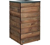 CERLAND Bac à Fleurs Carré en Bois 45 x 45 x 76 cm - Fabrication Française - Épicéa Massif avec Vis INOX - Design Moderne avec Rebords Métalliques - Jardinière Extérieure Terrasse & Jardin