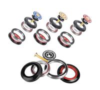 Cerlingwee Ensemble de Coupelles de Roulement de Fourche de Vélo VTT, Casque de Fourche, Tube Conique à Tube Droit, Roulement de Casque de Vélo avec Surface Anodisée pour Fourches de Vélo