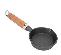 Cerlingwee Poêle en Fonte avec Manche en Bois de 10 Cm, Mini Poêle à Omelette, Parfaite pour Les Omelettes, Les Boulettes et Les Crêpes dans Une Petite Poêle !