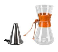 Cerlyiont Cafetière à verser avec filtre anti-goutte réutilisable en acier inoxydable, avec goutteur moderne classique en verre résistant à la chaleur, filtre en acier inoxydable 304 pour