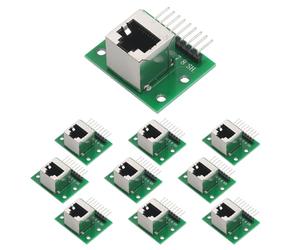 Cermant Lot de 10 adaptateurs de port réseau RJ45 (prise verticale) PCB avec connecteur à angle droit à 8 broches et kit de carte de dérivation pour Ethernet DMX-512 RS-485 RS-422 RS-232