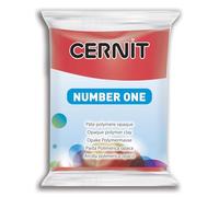 CERNIT CE0900056400C - Un Pain de Pâte Polymère Number one - Pâte à Modeler à Cuire - Couleur rouge - Bloc de 56 g