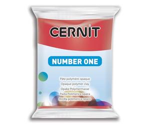 CERNIT CE0900056400C - Un Pain de Pâte Polymère Number one - Pâte à Modeler à Cuire - Couleur rouge - Bloc de 56 g