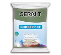 CERNIT CE0900056645C - Un Pain de Pâte Polymère Number one - Pâte à Modeler à Cuire - Couleur olive - Bloc de 56 g