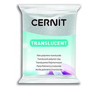 CERNIT CE0920056080C - Un Pain de Pâte Polymère Translucide - Pâte à Modeler à Cuire - Couleur argent pailleté - Bloc de 56 g