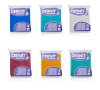 CERNIT CE9256275AMZC - Lot 6 pâtes polymères Translucide 56g - Assortiment