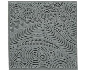 CERNIT CE95001C - Plaques à texture pour pâte à modeler - Support de création en caoutchouc, pâte polymère - Effets et reliefs abstrait freestyle - Format 9x9 cm
