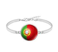 Cernomal Bracelet Drapeau du Pays du Portugal - Bracelet Réglable avec Cabochon en Verre À Motif De Football, Bracelet Cadeau Patriotique, Accessoires De Bijoux pour Femmes Et Hommes, C