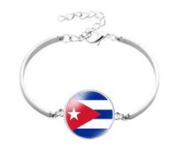 Cernomal Bracelet Drapeau National De Cuba - Pays D'Amérique Du Nord Chaîne Réglable Dôme En Verre Cabochon Charme Bracelet, Ornement Bracelet Bijoux Cadeau Accessoires Pour Hommes Fe