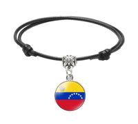 Cernomal Bracelets Drapeau Du Venezuela - Pays D'Amérique Du Sud Bracelet Tissé Noir, Bracelet D'Amitié Réglable Pour Enfants, Femmes, Filles Et Hommes, Bijoux Cadeaux, Noir, Long: 23