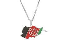 Cernomal Collier avec Pendentif Carte De L'Afghanistan - Colliers avec Pendentif en Afghanistan pour Femmes Et Hommes, Chaîne De Clavicule Ethnique, Collier De Pull Patriotique Solide H