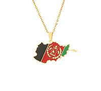 Cernomal Collier avec Pendentif Carte De L'Afghanistan - Colliers avec Pendentif en Afghanistan pour Femmes Et Hommes - Chaîne De Clavicule Ethnique - Collier De Pull Patriotique Solide