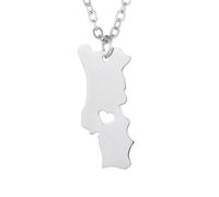 Cernomal Collier avec Pendentif Carte du Portugal - Collier Ras du Cou avec Breloque Creuse en Forme De Cœur À Géométrie Nationale des États-Unis, Bijoux Cadeau De Noël pour Femmes
