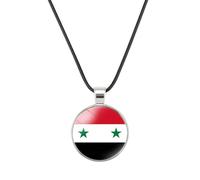 Cernomal Collier Avec Pendentif Drapeau National De La Syrie - Chaîne De Pull À Motif De Charme En Verre Imprimé À La Mode, Bijoux Souvenirs, Accessoires Cadeaux Pour Femme Et Homme,