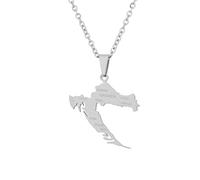 Cernomal Collier Carte De Croatie - Style Couple Couleur Unie Pendentif À Breloque Chaîne De Clavicule pour Hommes Femmes Adolescent Cadeaux d'halloween Accessoires De Bijoux, Blanc, Lo