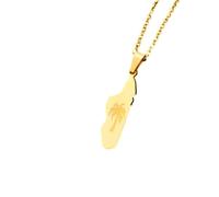 Cernomal Collier Carte De Madagascar pour Bijoux Unisexe, Motif De Cocotier Accessoires De Robe De Soirée Style Ethnique, Charme Symbole Patriotique Chaîne De Clavicule Cadeau,Jaune,Lon