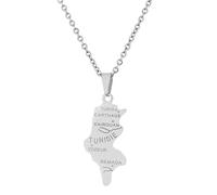 Cernomal Collier Pendentif Carte De Tunisie - Accessoire Brillant De Style Ethnique Chaîne De Clavicule De Couple Unisexe, Bijoux De Charme Hip Hop Ville Patriotique pour Femmes Hommes C