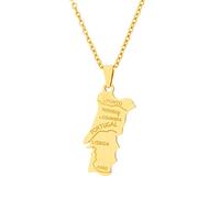 Cernomal Collier Pendentif Carte du Portugal - Colliers De Chaîne De Charme pour Femmes Hommes Chaîne De Clavicule Ethnique Collier De Pull Patriotique Solide Hip Hop, Jaune, Long: 50 Cm